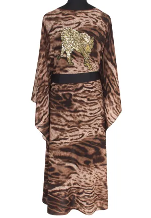 Safari - African Cat Kimono Panther (Black) - Long