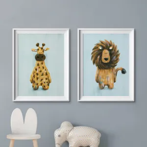 Safari Animals Set Of 2 Nursery Prints