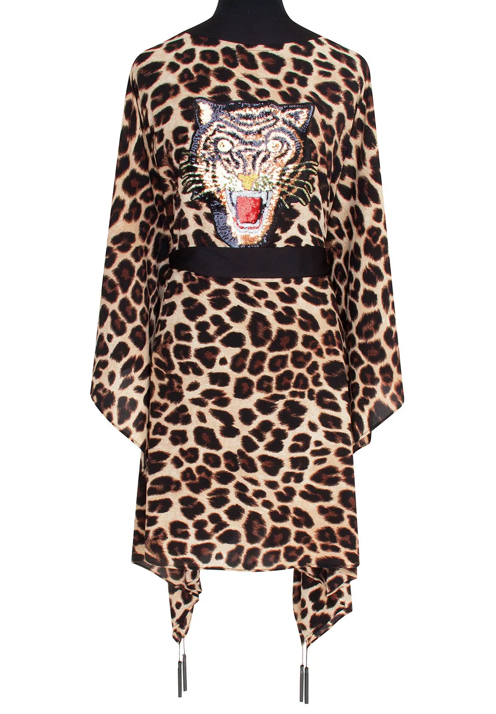 Safari - Brown Leopard Kimono Tiger (Black)