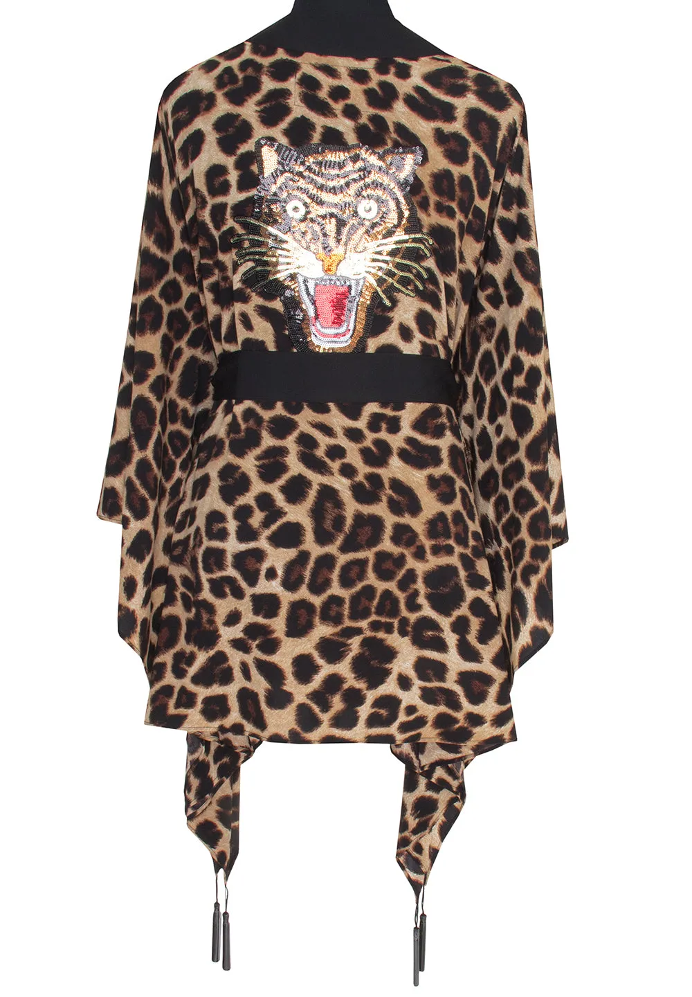 Safari - Brown Leopard Kimono Tiger (Black)