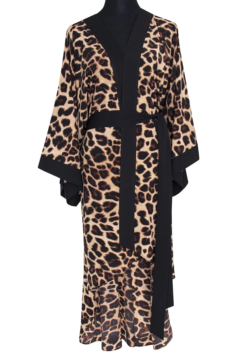 Safari - Brown Leopard Kimono Tiger (Black)