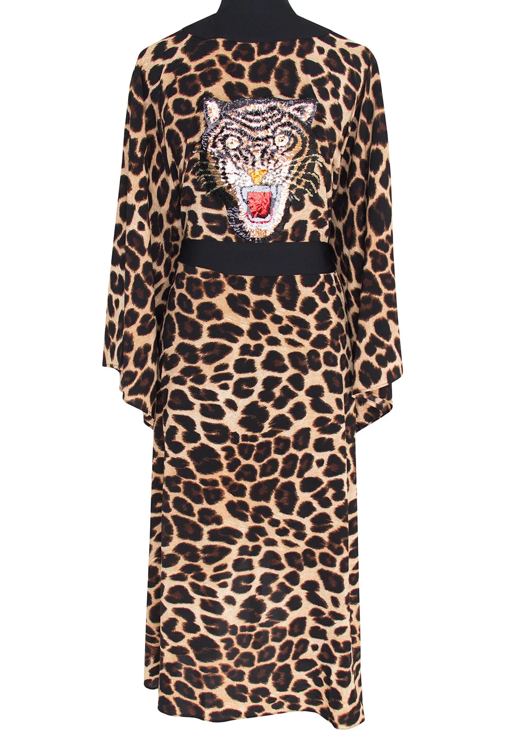 Safari - Brown Leopard Kimono Tiger (Black)