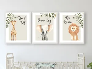 Safari Jungle Animal Nursery Prints Set of 3