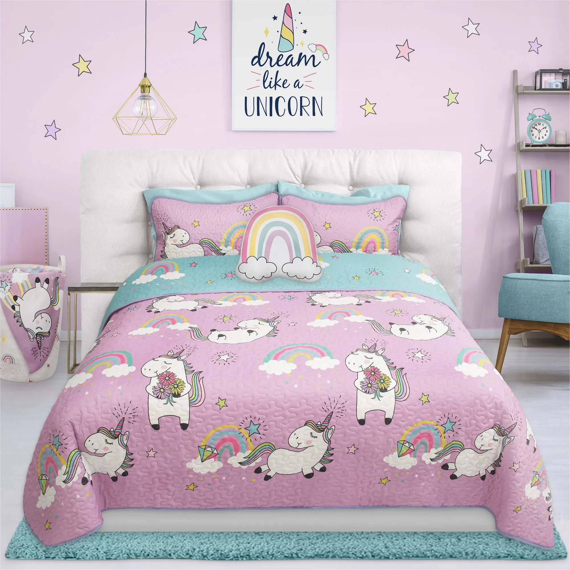 Safdie & Co. Quilt 3PC Set DQ Unicorn