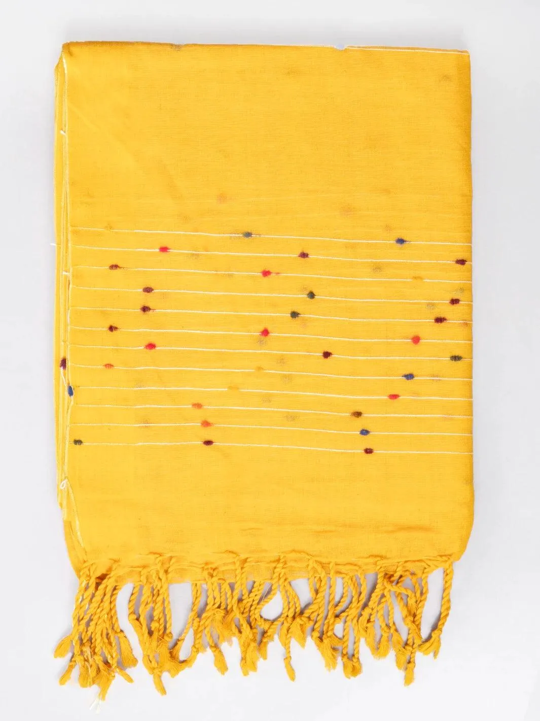 Saffron Handwoven Cotton Dupatta