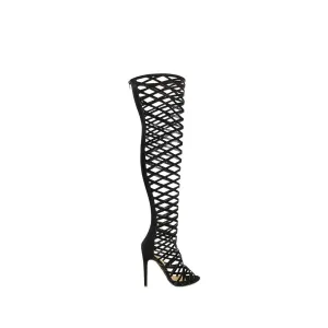 SAFIYA Over The Knee Strappy Cut Out Boot