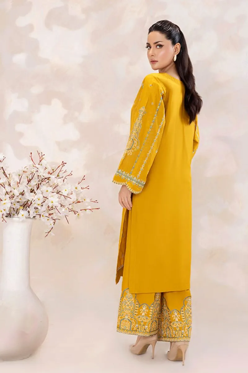 SAFWA - Embroidered - Bright Gold - Lawn - 2 Piece - Stitched