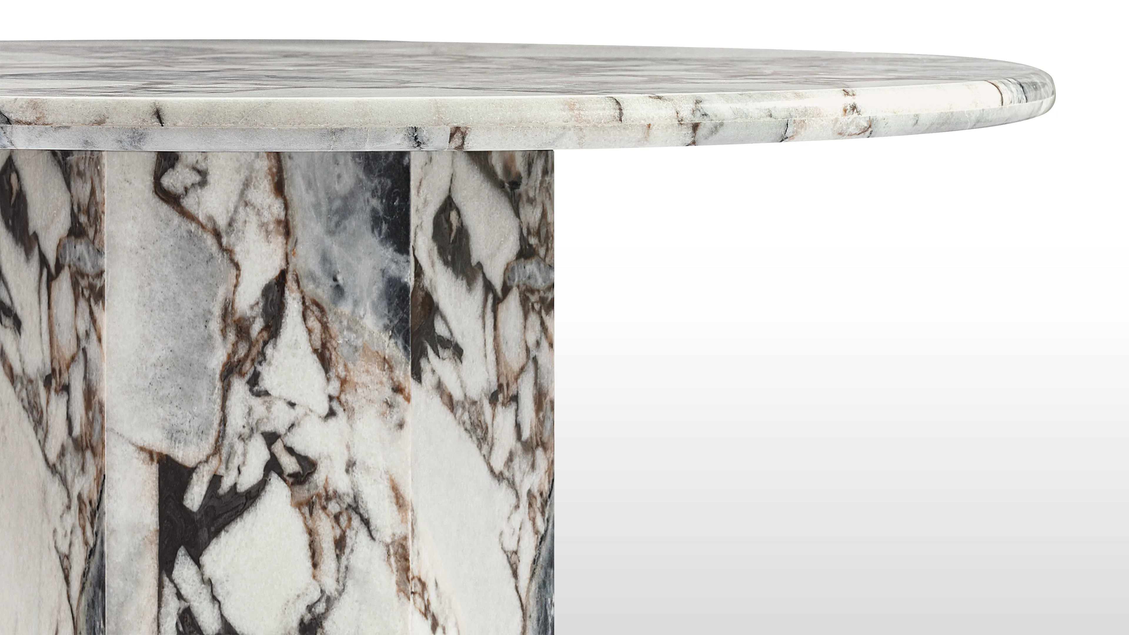 Saga - Saga Round Pedestal Dining Table, Modellato Marble, 47in