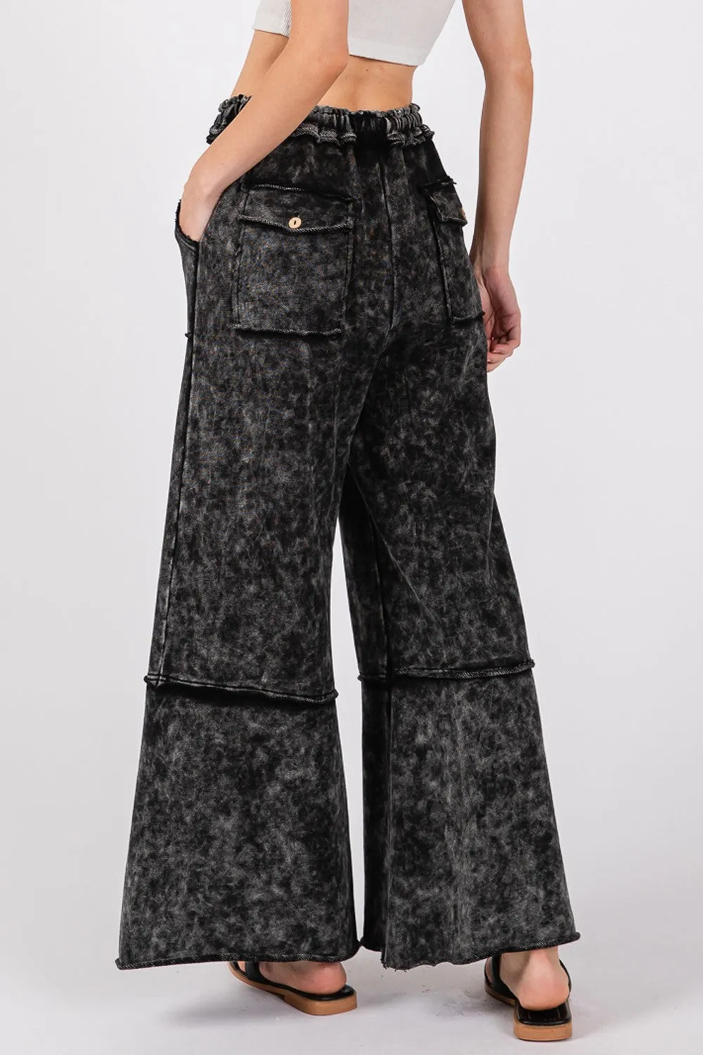 SAGE   FIG Mineral Washed Terry Wide Leg Pants