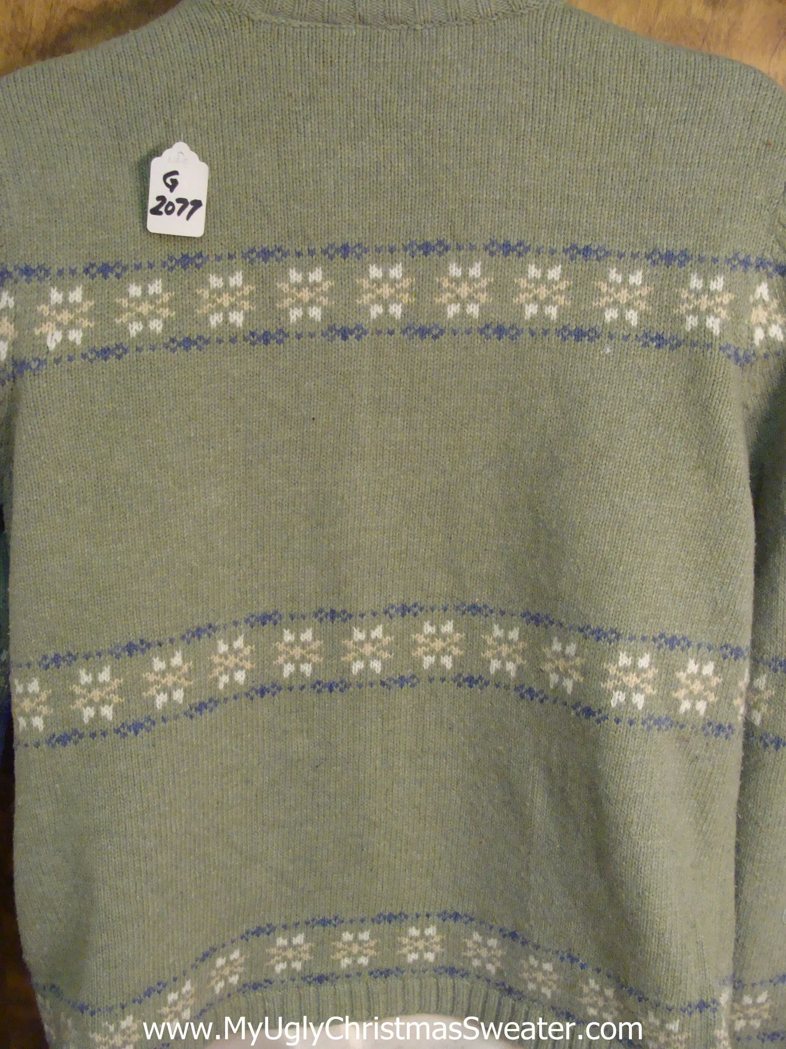 Sage Green Light Up Ugly Xmas Sweater with Snowmen