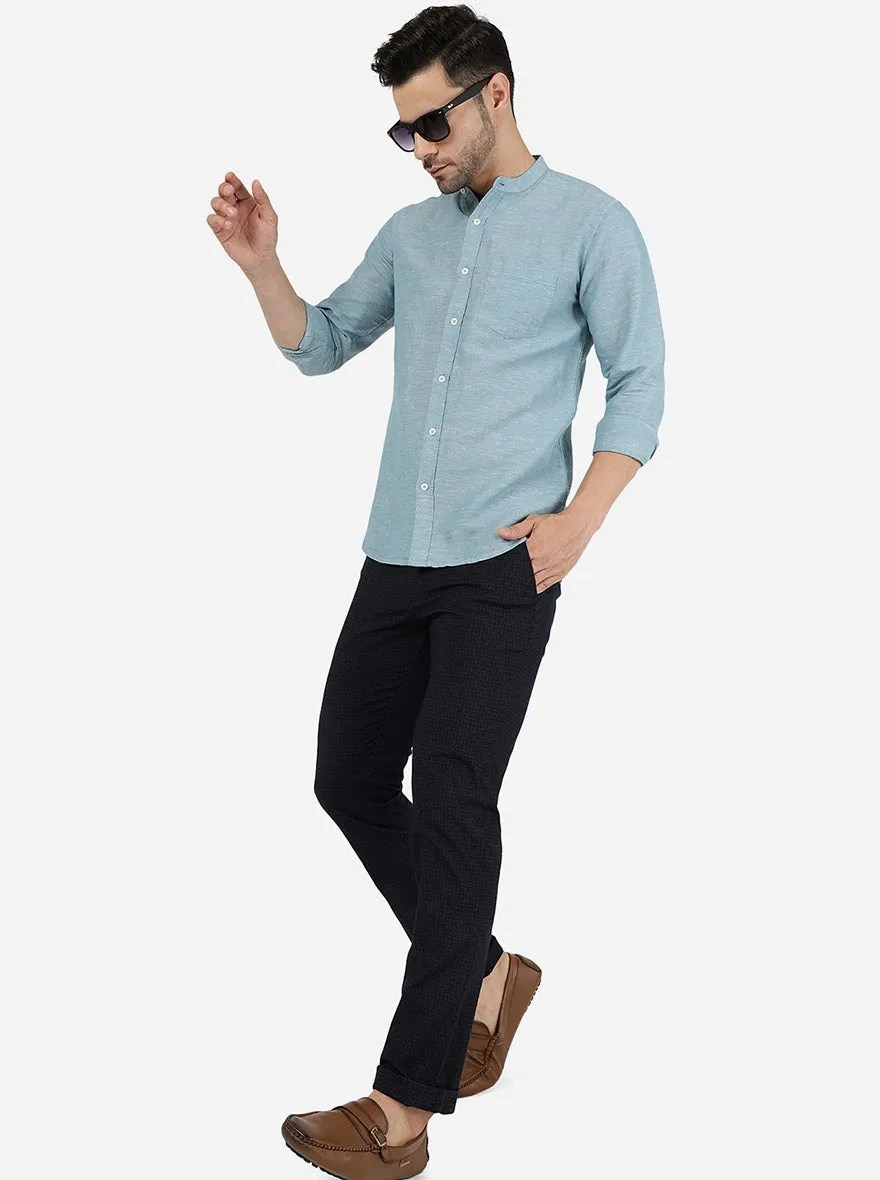 Sage Green Solid Slim Fit Casual Shirt | JadeBlue