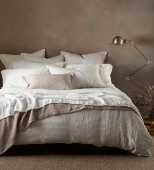 Sage Stripe 100% Linen Duvet Cover