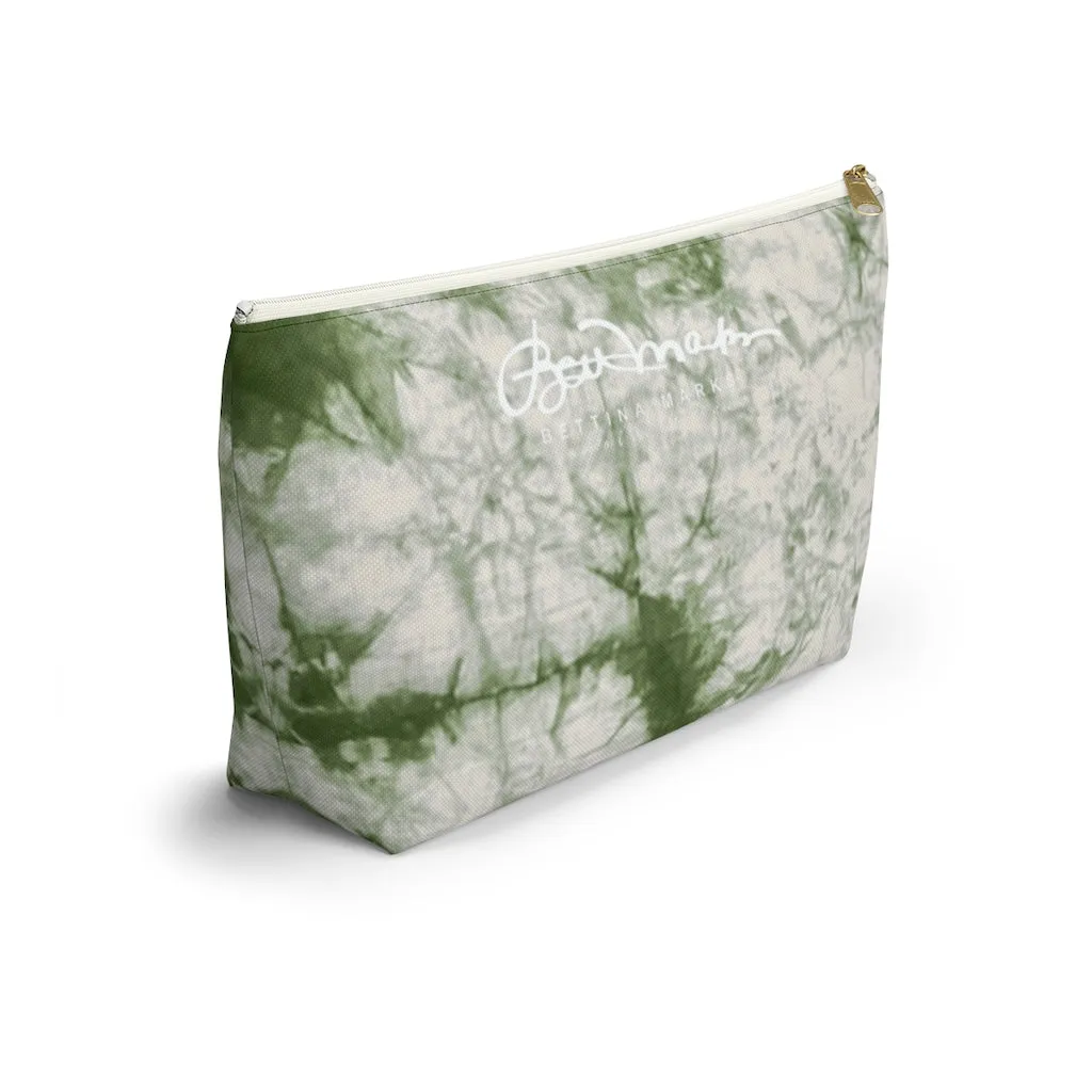 Sage Tie Dye Accessory Pouch w T-bottom