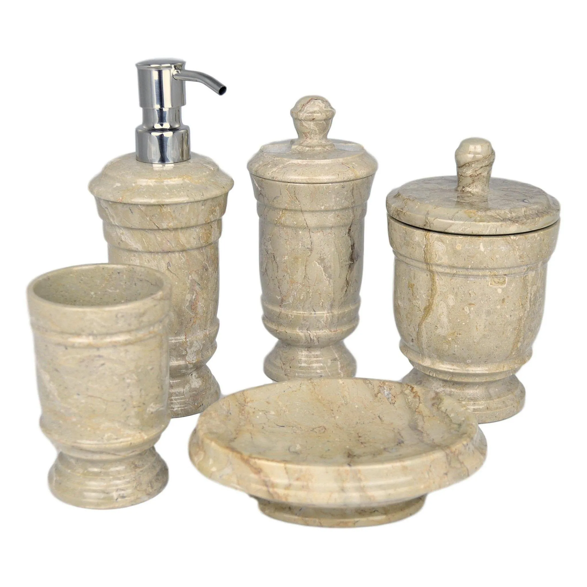 Sahara Beige Marble 5-Piece Bath Set | Tasmanian Collection