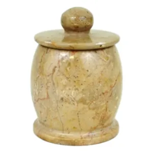 Sahara Beige Marble Decorative Jar | Cotton Jar