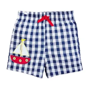 Sailboat Gingham Swim Trunks BY MUD PIE