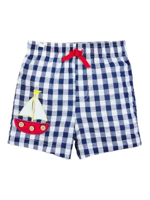 Sailboat Gingham Swim Trunks