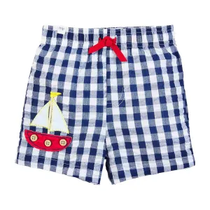 Sailboat Gingham Swim Trunks