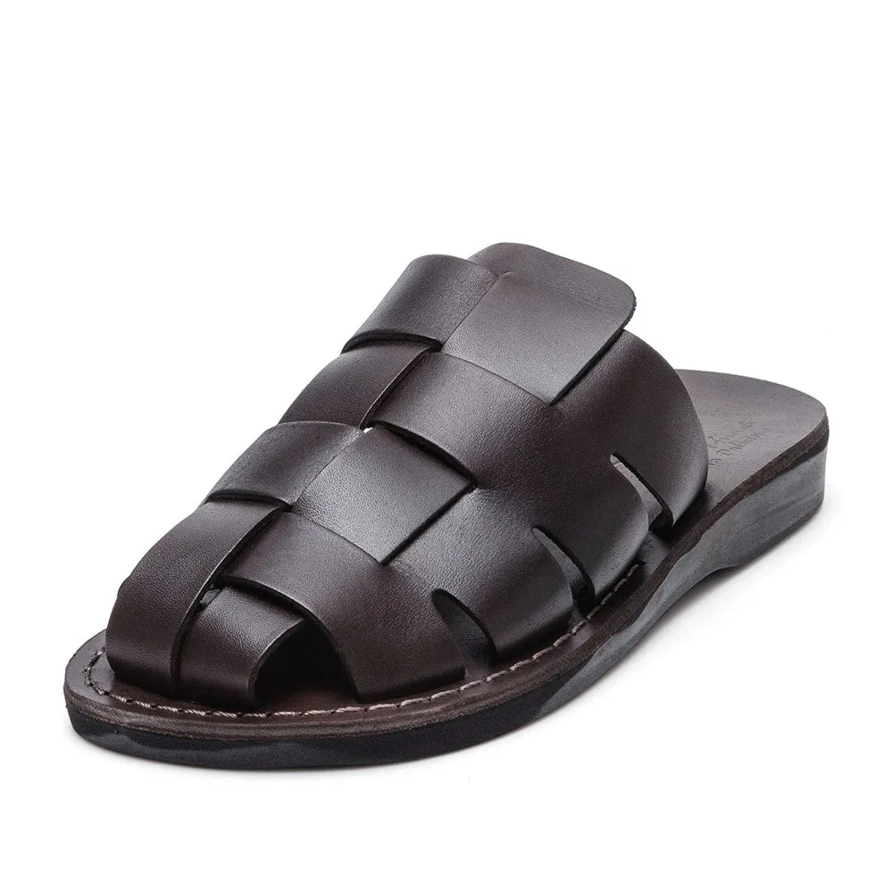 Sailor - Leather Braided Mule Slide | Brown