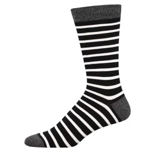 Sailor Stripe (Black/White) Bamboo Crew Socks L/XL