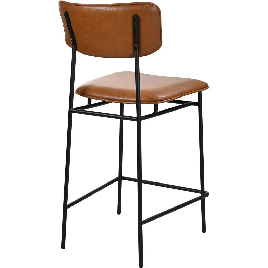 Sailor Top Grain Brown Leather Counter Stool