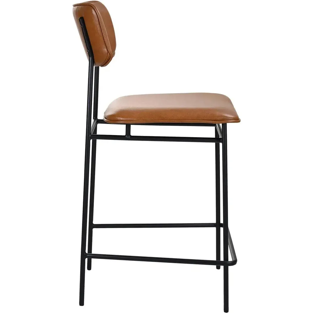 Sailor Top Grain Brown Leather Counter Stool