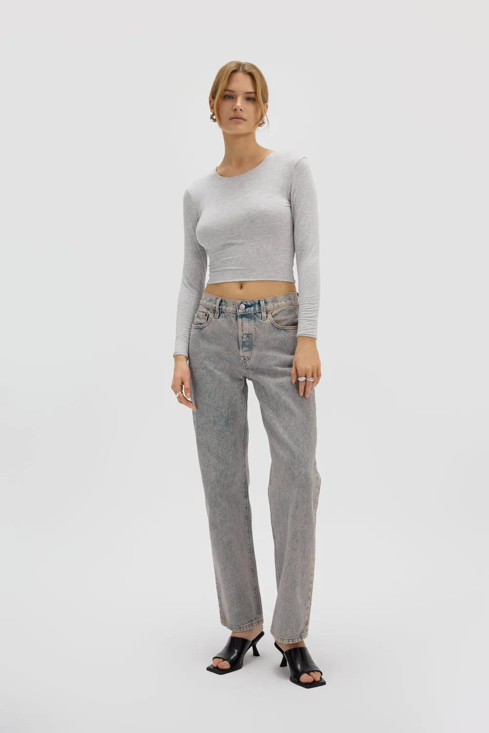 Saint Body Knitted Crop Top Grey Melange