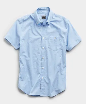 Saint Tropez Button Collar Short Sleeve Shirt in Light Blue