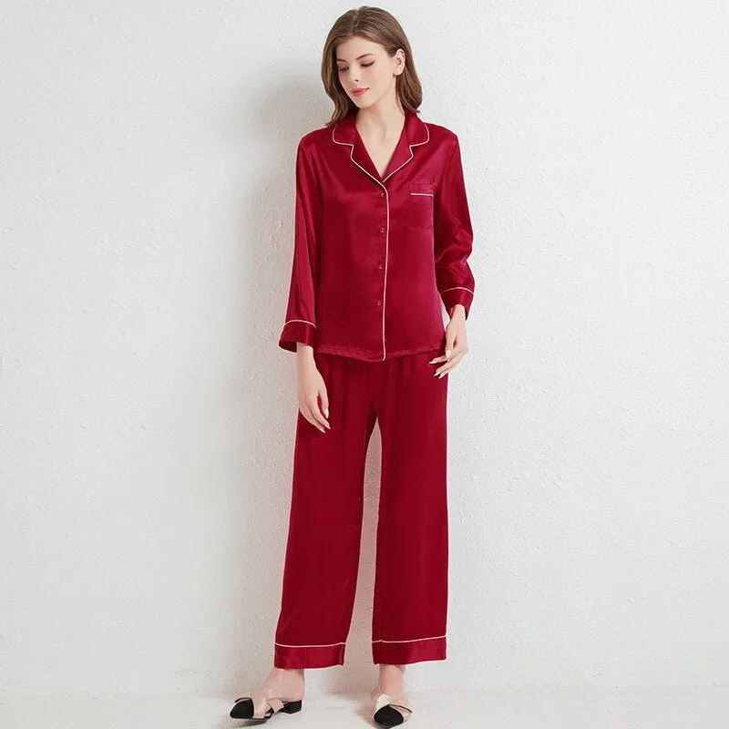 Sajiero Galaxy Pajama Suit Silk Red