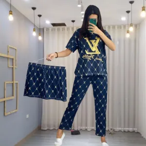 Sajiero Noise Cotton 3 Piece Printed Pajama Suit LV