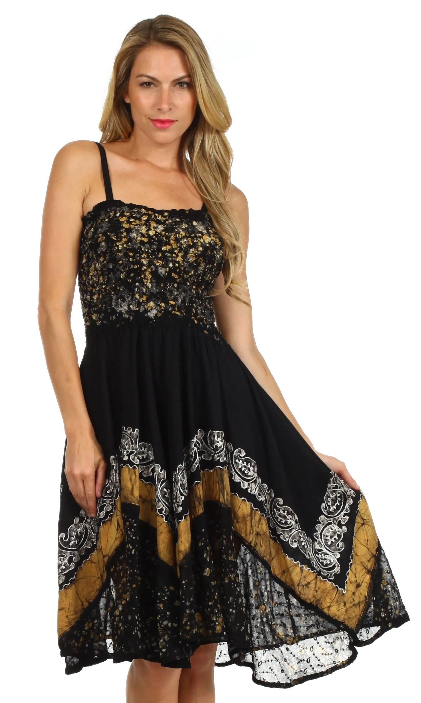 Sakkas Aphrodite Embroidered Batik Dress