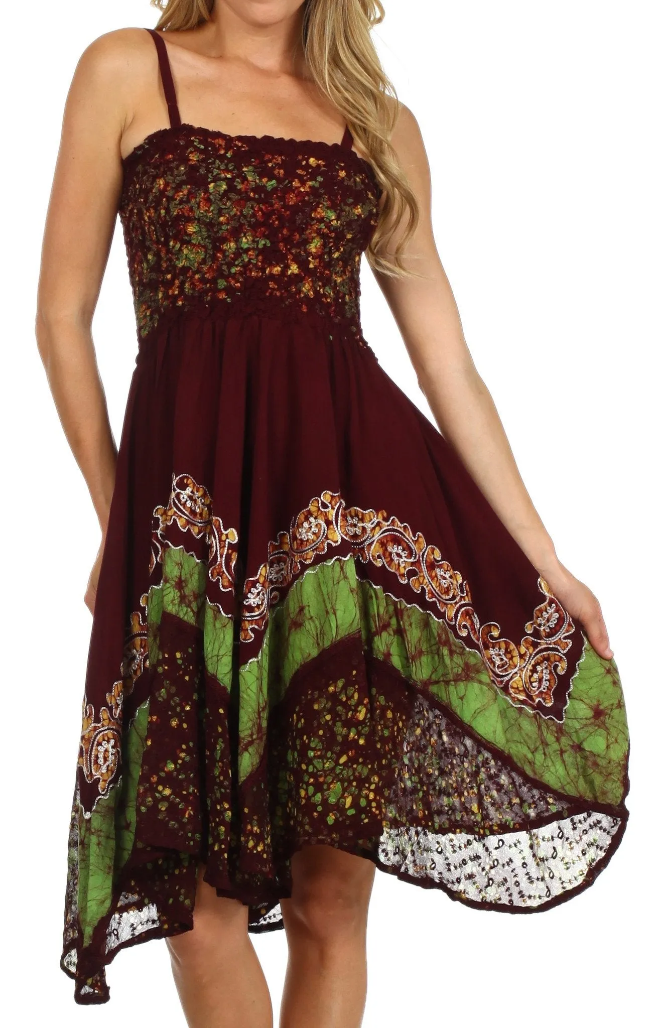 Sakkas Aphrodite Embroidered Batik Dress