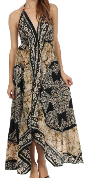 Sakkas Batik Medallion Handkerchief Hem Adjustable Dress