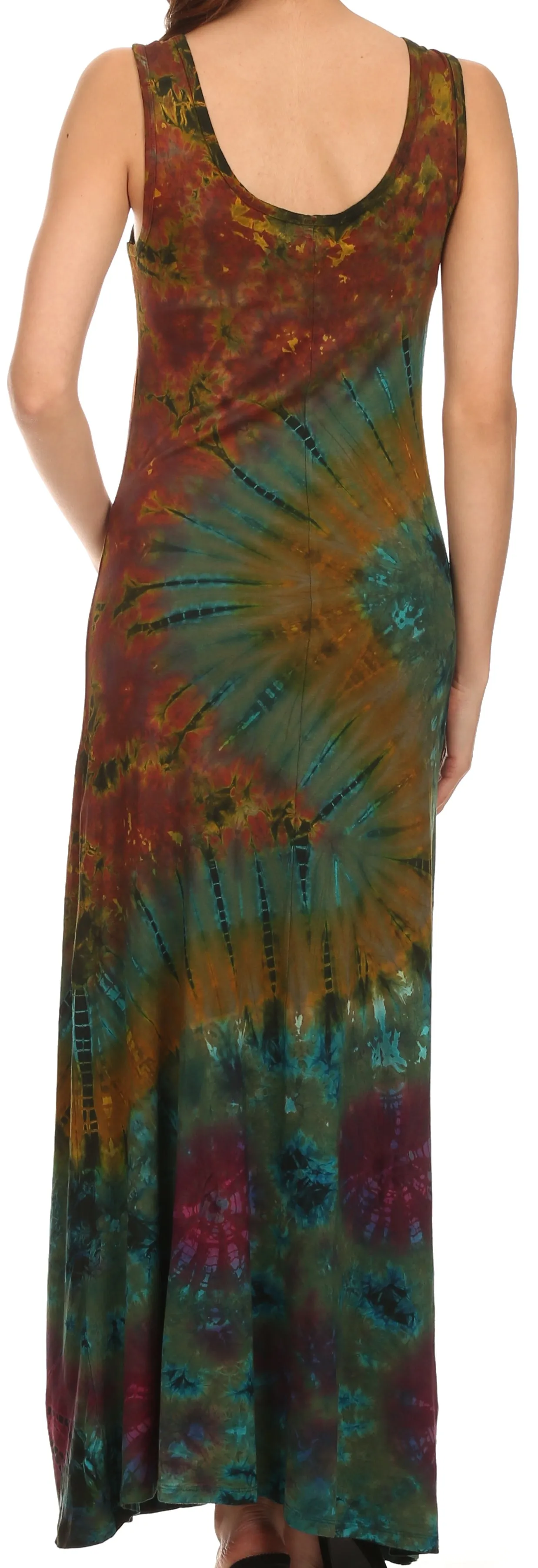 Sakkas Dee  Scoop Neck Tie Dye Sleeveless Long Dress