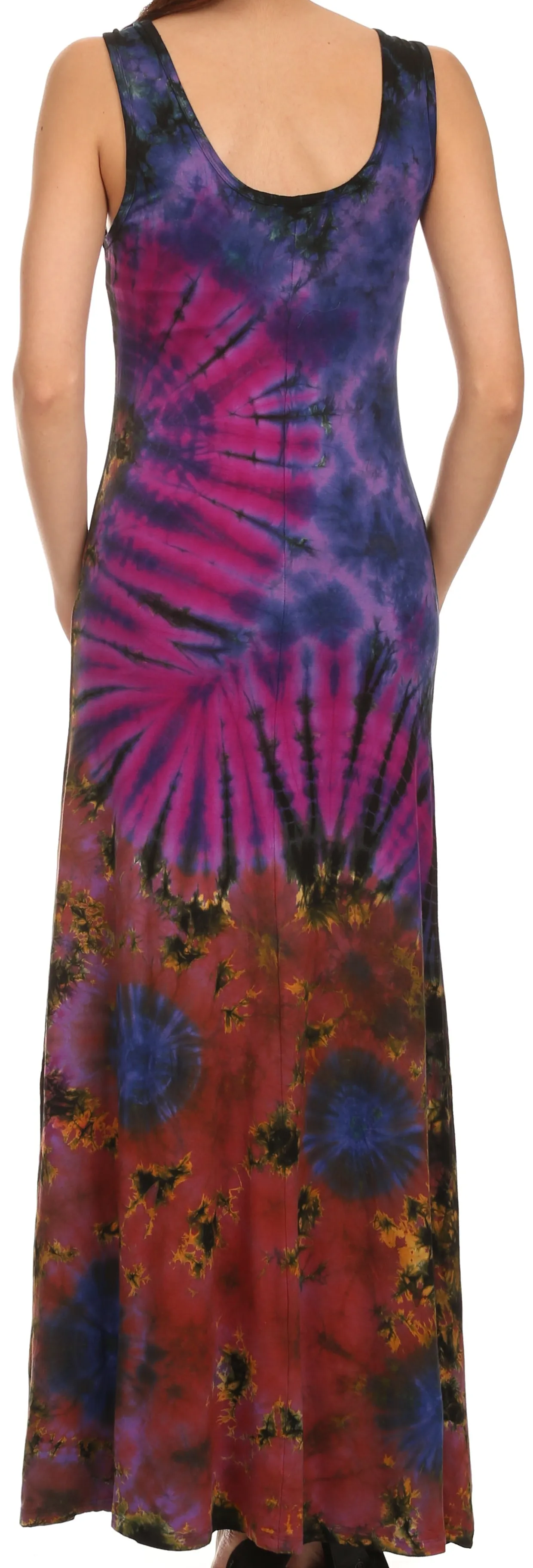 Sakkas Dee  Scoop Neck Tie Dye Sleeveless Long Dress