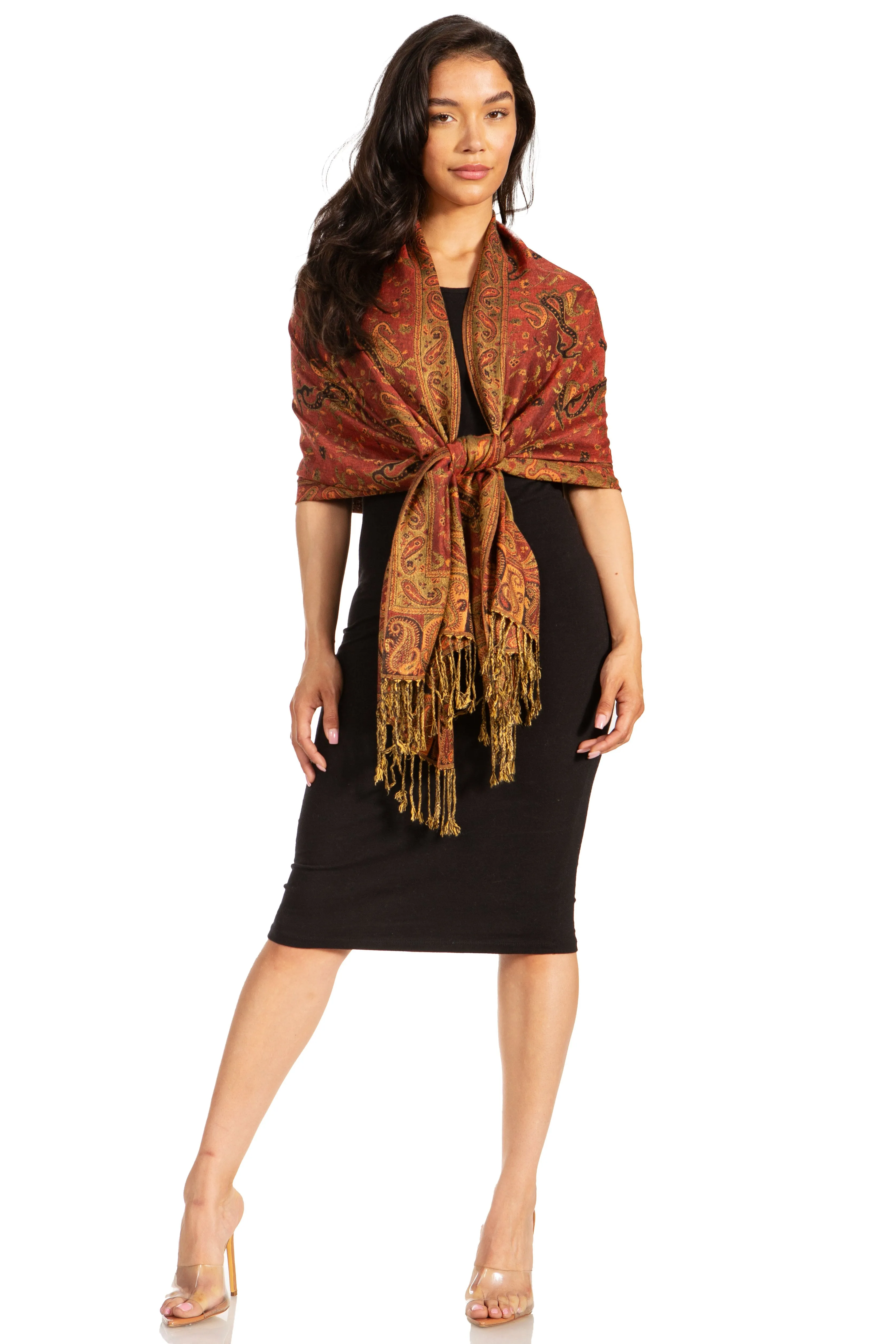 Sakkas Double Layer Jacquard Paisley Pashmina Shawl / Wrap / Stole