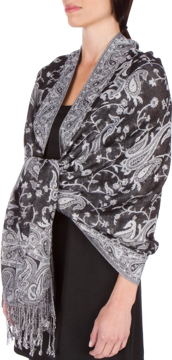 Sakkas Double Layer Jacquard Paisley Pashmina Shawl / Wrap / Stole