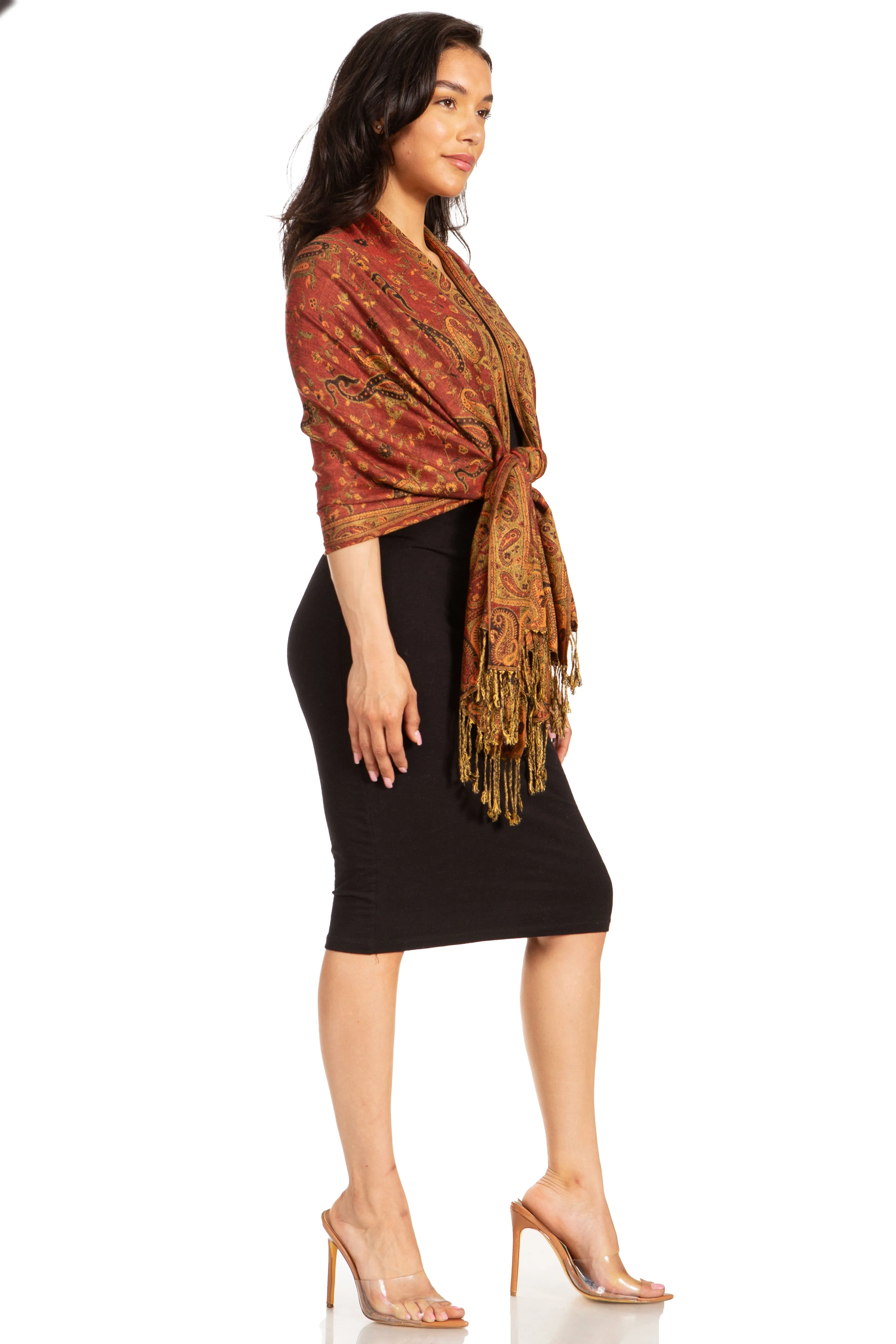 Sakkas Double Layer Jacquard Paisley Pashmina Shawl / Wrap / Stole