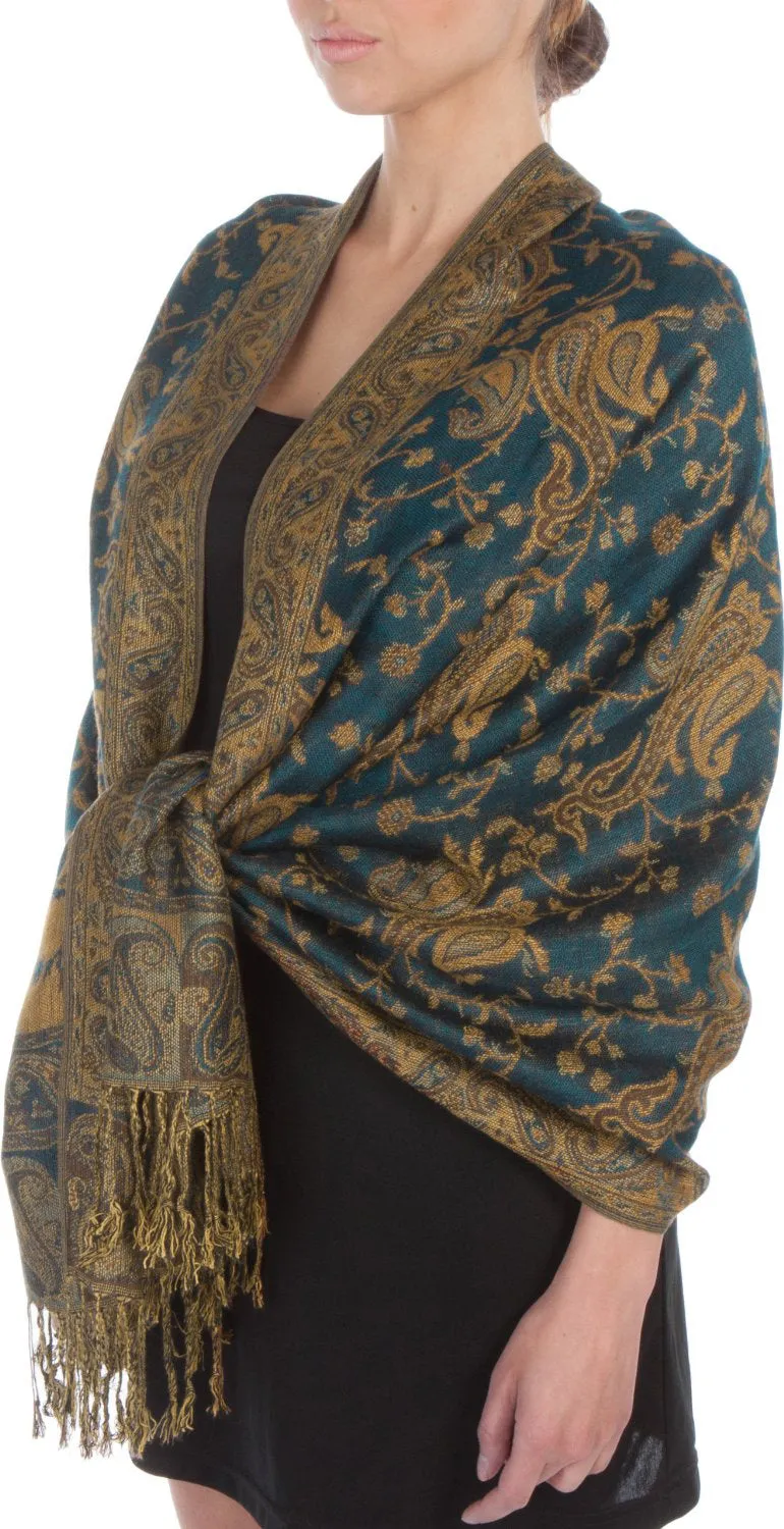 Sakkas Double Layer Jacquard Paisley Pashmina Shawl / Wrap / Stole