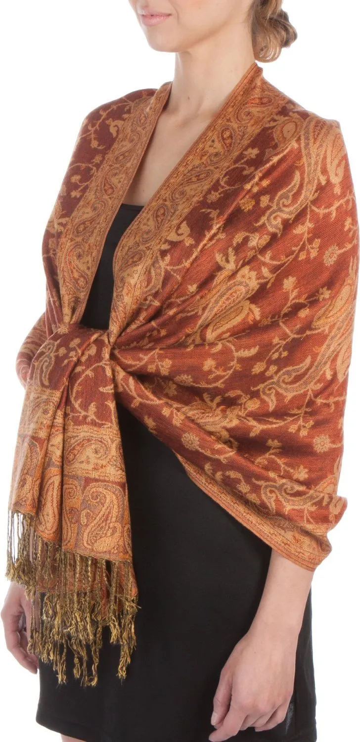 Sakkas Double Layer Jacquard Paisley Pashmina Shawl / Wrap / Stole