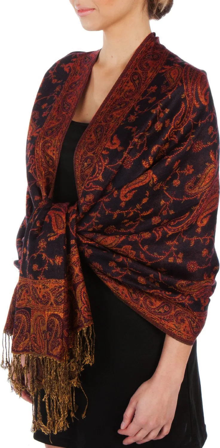 Sakkas Double Layer Jacquard Paisley Pashmina Shawl / Wrap / Stole