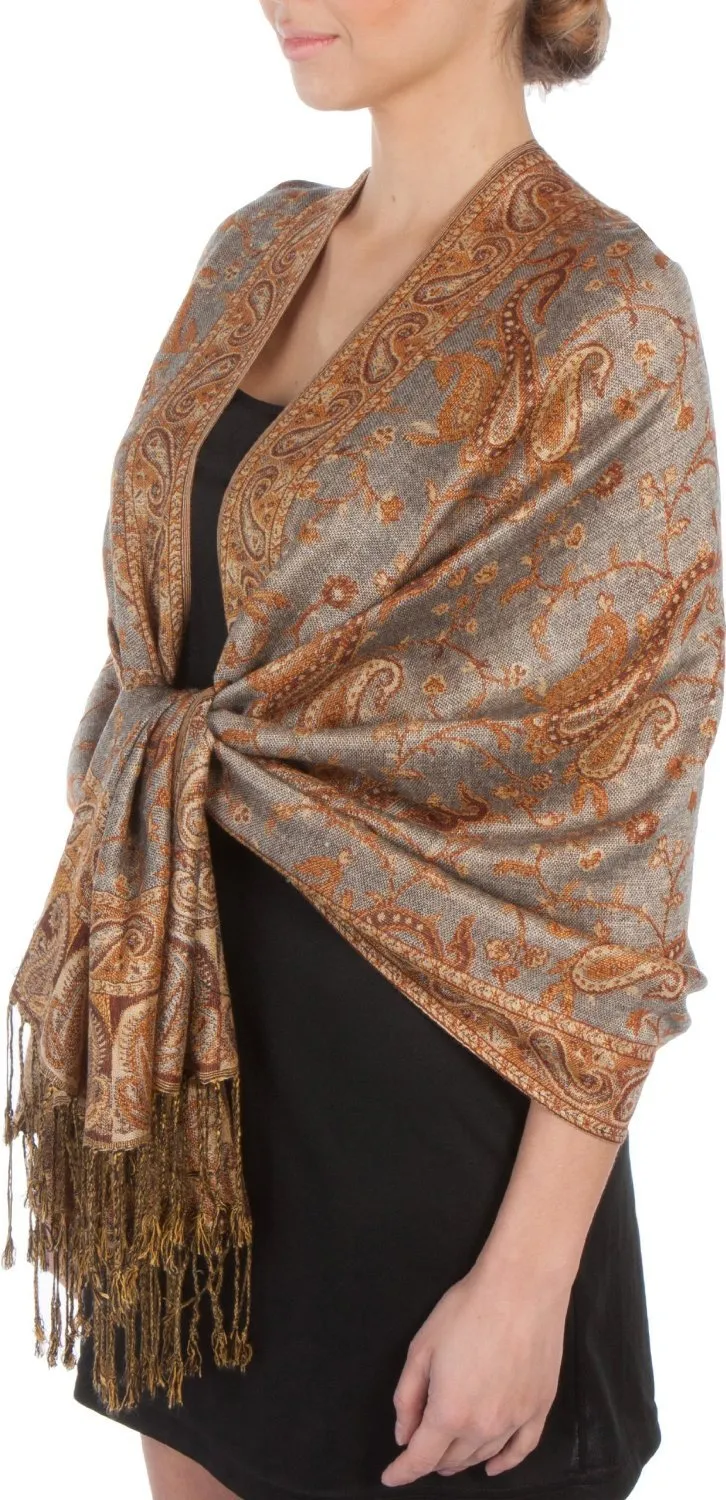 Sakkas Double Layer Jacquard Paisley Pashmina Shawl / Wrap / Stole