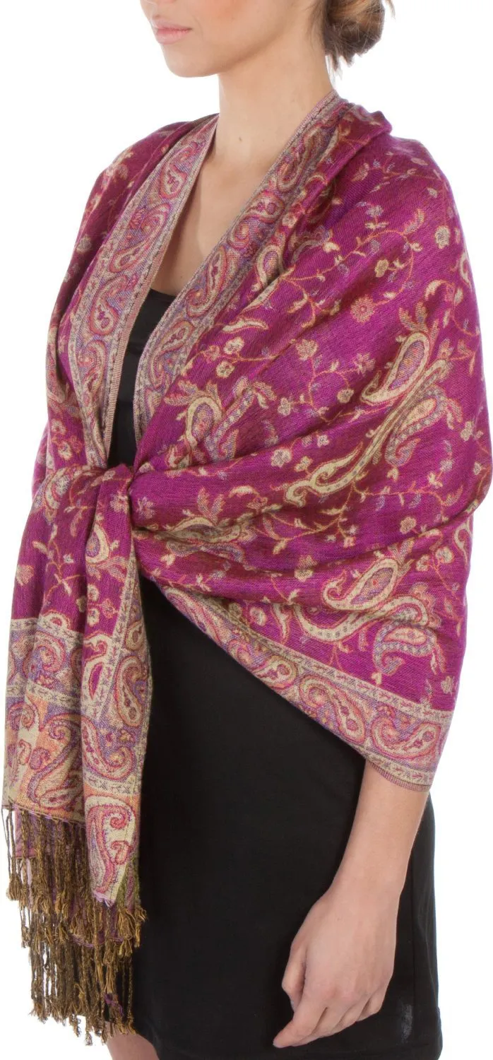 Sakkas Double Layer Jacquard Paisley Pashmina Shawl / Wrap / Stole