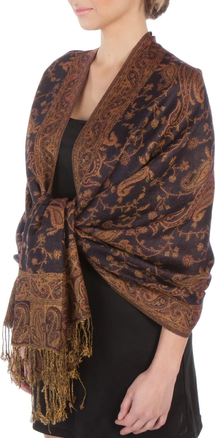 Sakkas Double Layer Jacquard Paisley Pashmina Shawl / Wrap / Stole