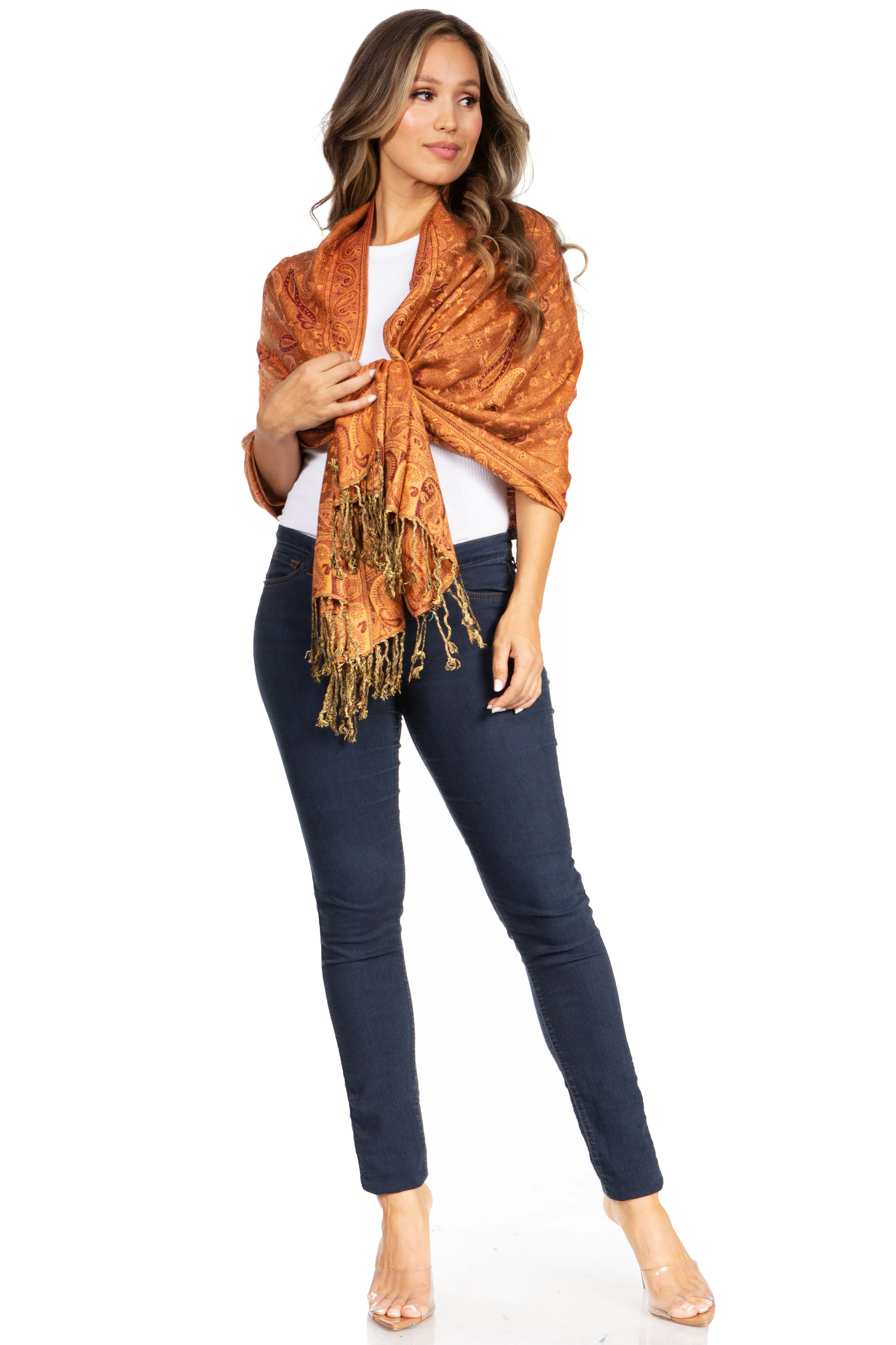 Sakkas Double Layer Jacquard Paisley Pashmina Shawl / Wrap / Stole