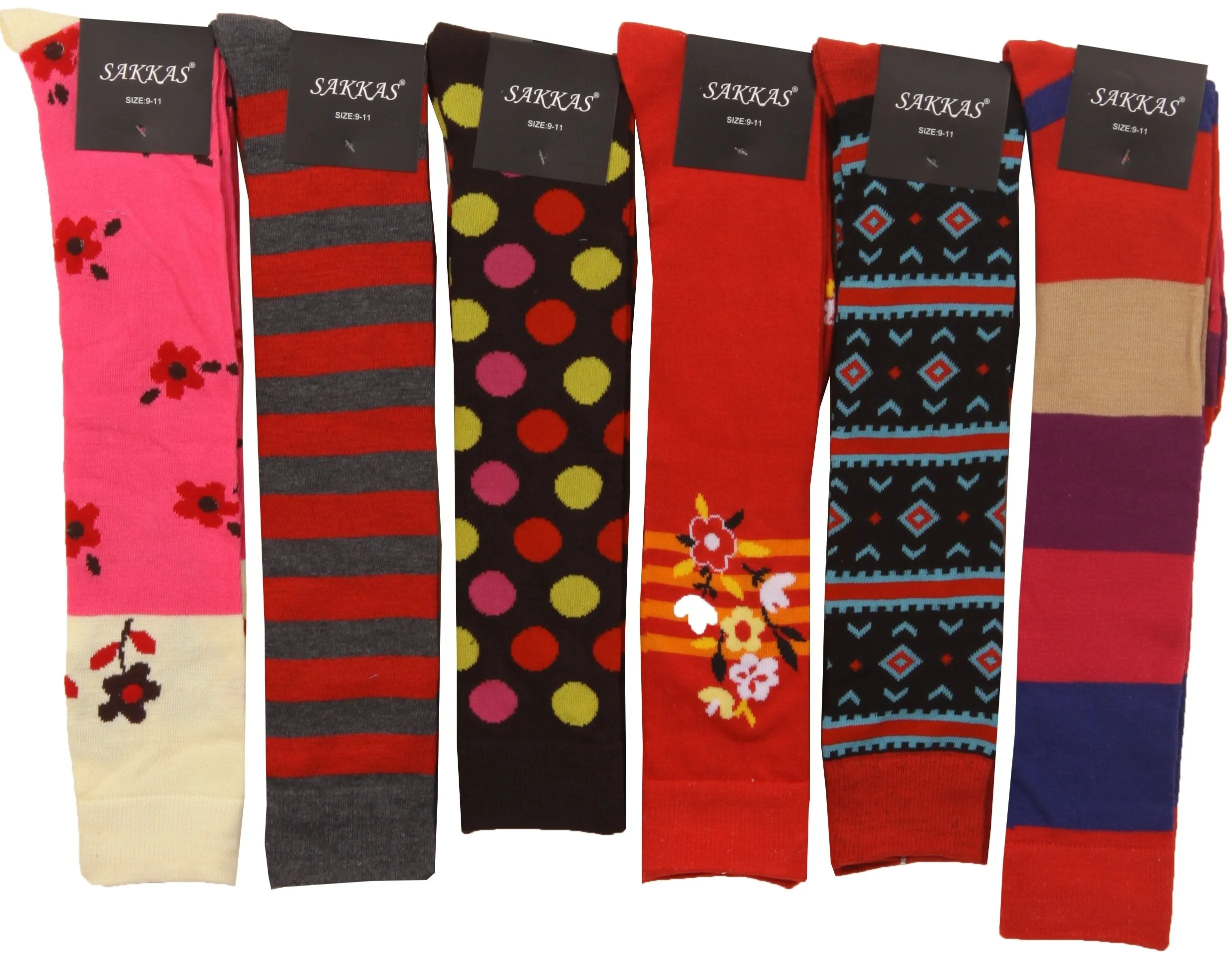 Sakkas Liea Ladies Colorful Unique Pattern / Solid Knee High Socks Assorted 6-Pack