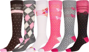 Sakkas Liea Ladies Colorful Unique Pattern / Solid Knee High Socks Assorted 6-Pack