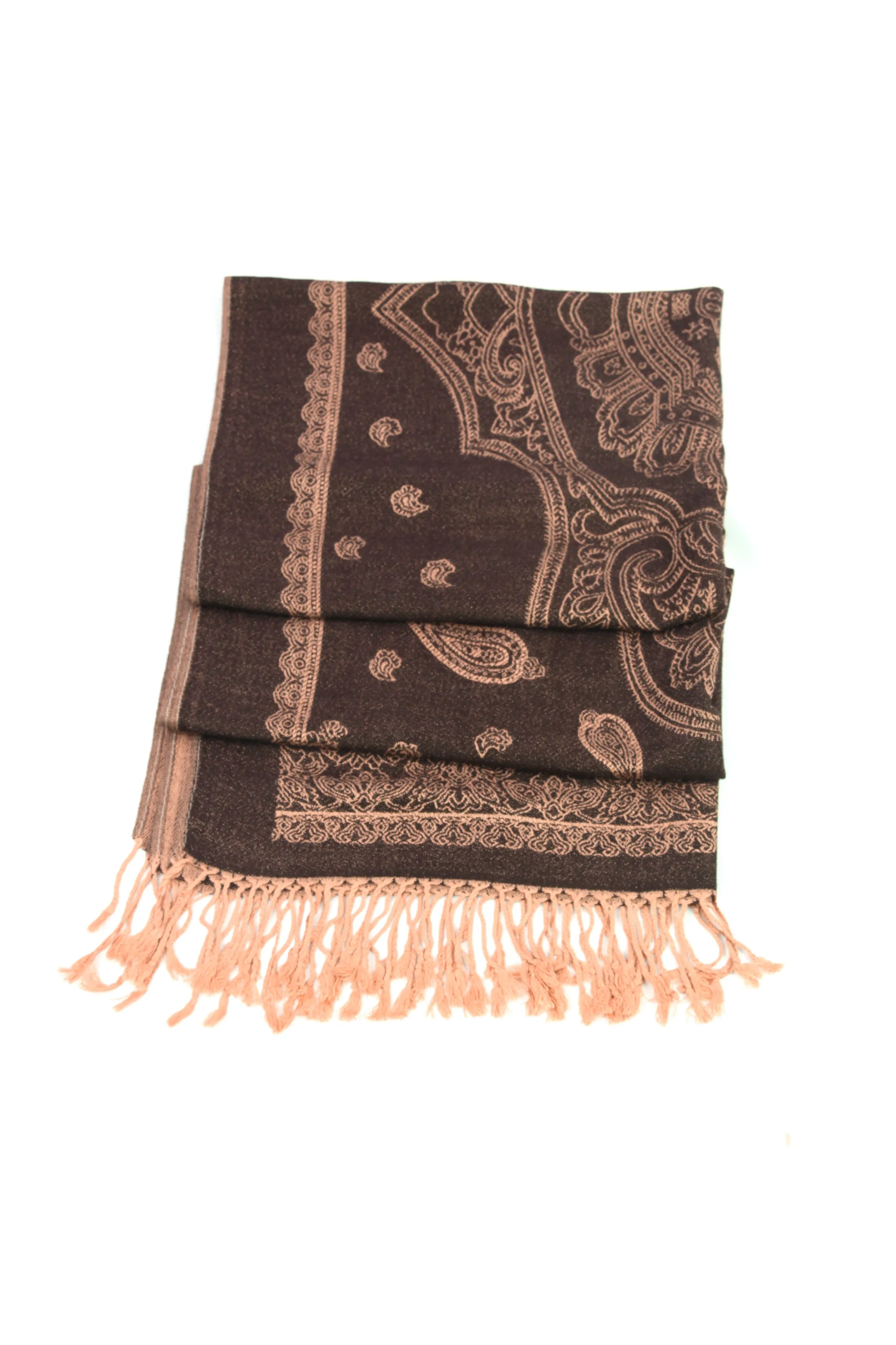 Sakkas Lightweight Two Tone Paisley Design Pashmina Fringe Scarf / Stole / Wrap