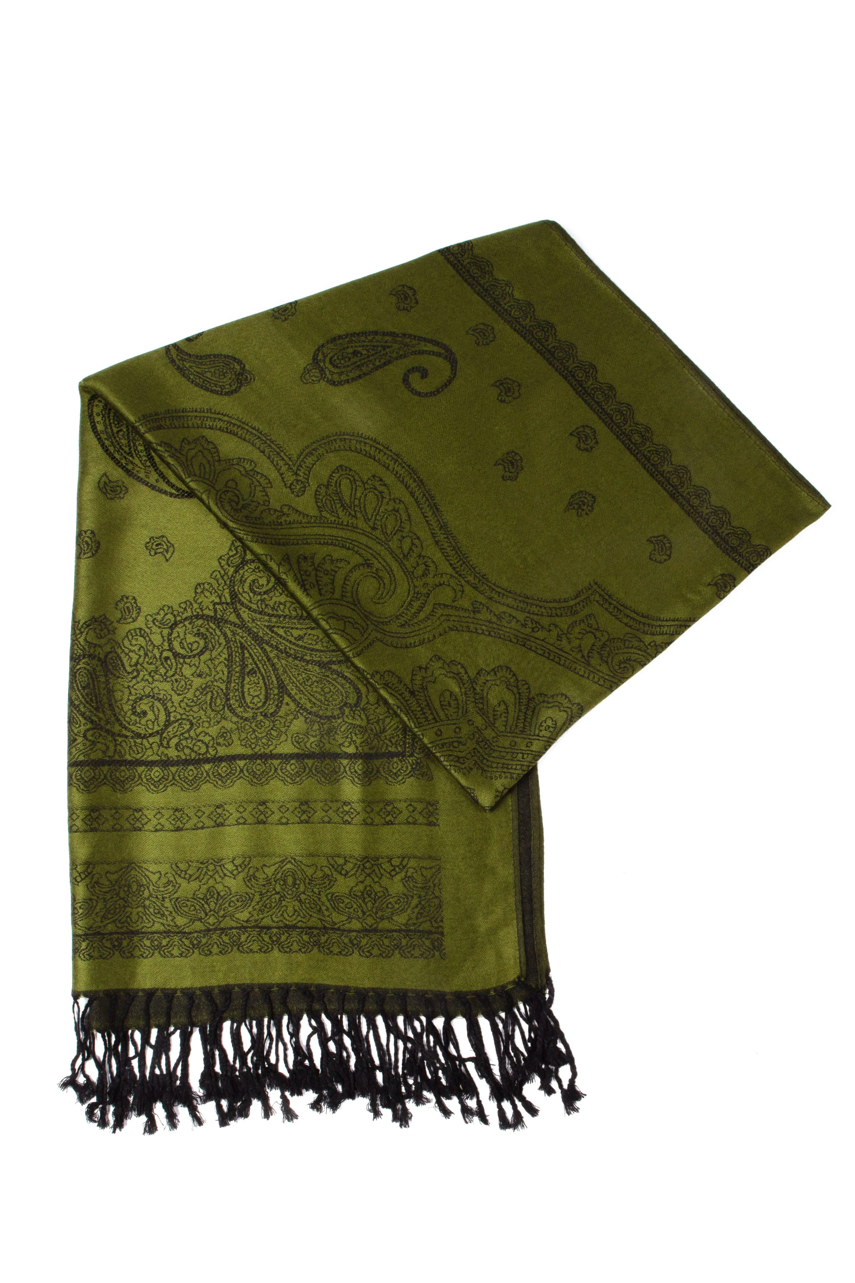 Sakkas Lightweight Two Tone Paisley Design Pashmina Fringe Scarf / Stole / Wrap