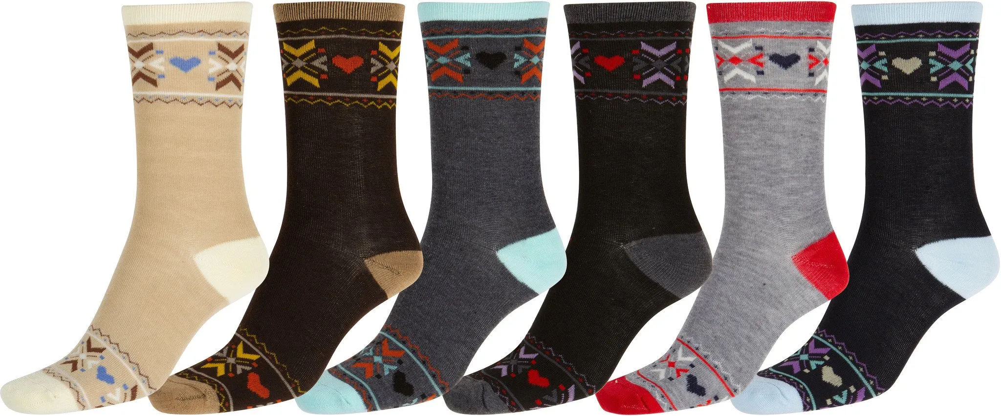 Sakkas Women's Poly Blend Soft and Stretchy Crew Pattern Socks Assorted 6-pack